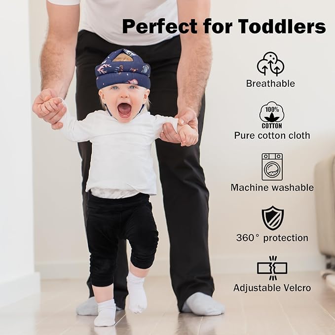 Baby Head Protector for Crawling Walking, Baby Helmet Adjustable No Bumps and Soft Cushion, Infant Safety Cap for Kid Learning to Walk
