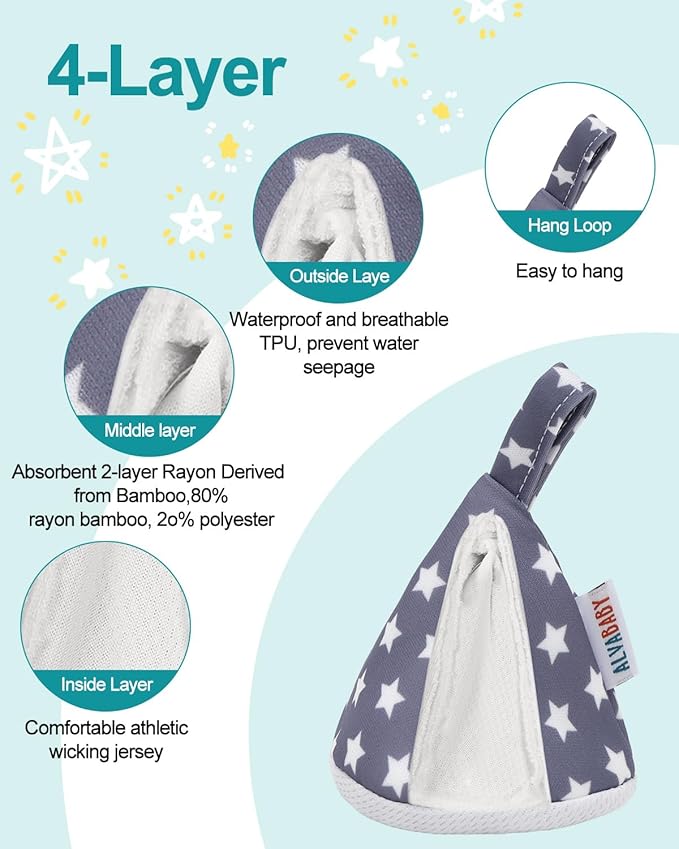 ALVABABY 8 Pcs Baby Boy Pee Covers, 3.5 * 4 In,Strong Water Absorption Pee Shield for Newborn Boy, 4-Layer Reusable Pee Cap, Diaper Changing Accessory for Baby Gift 8NG01