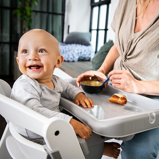 hauck Alpha Removable Non Slip High Chair Table Tray with Adjustable Depth, Compatible with Wooden Grow-Along Alpha+ and Beta+, Accessory Only, Grey,