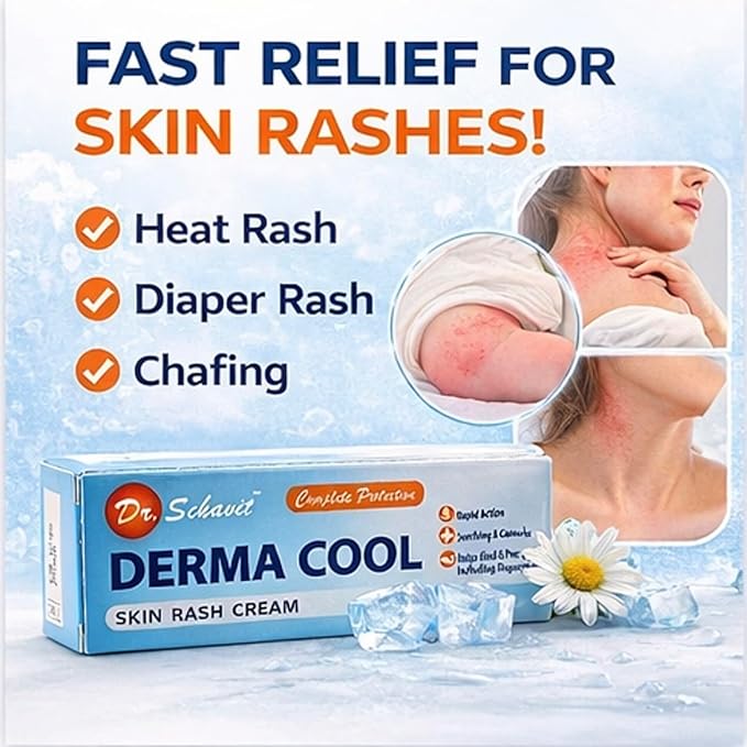 Derma Cool Skin Rash Cream – Rapid-Action Soothing Relief for Red, Irritated, Dry Skin & Diaper Rash – Helps Heal, Protect & Prevent Rashes. Intensive Care Formula 30g