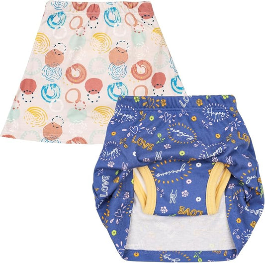 MooMoo Baby Girls Potty Training Underwear 2 Packs Cotton Diaper Skirt for Potty Training Absorbent