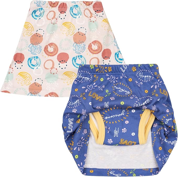 MooMoo Baby Girls Potty Training Underwear 2 Packs Cotton Diaper Skirt for Potty Training Absorbent