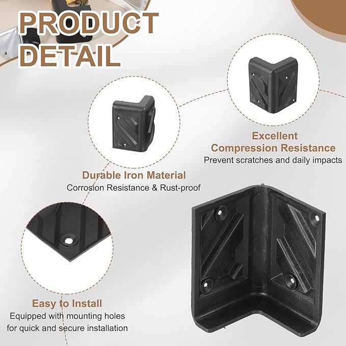 uxcell 8 Pcs 1.69" x 1.69" Speaker Corner Protectors, Plastic Right Angle Protector Thickening Speaker for Cabinet Guitar Amplifier Stage Speakers, Black