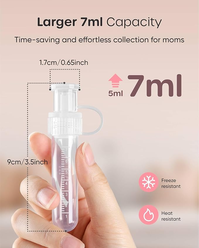 Nuliie Colostrum Collector Kit 7ml/12pcs, Leakproof, Reusable Breast Milk Collector, Heat & Freezer Resistant, BPA-Free, With Cotton Cloth Wipe, Storage Case, Cleaning Brush -Ready-to-Use for Newborns