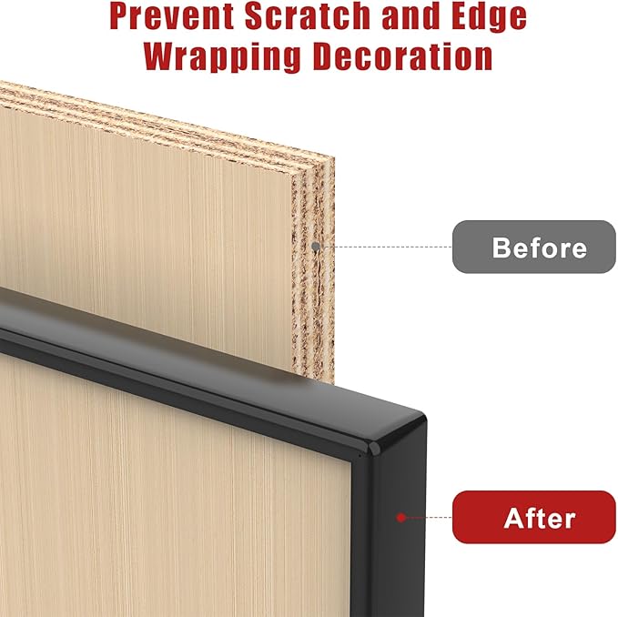 U-Shape Furniture Edge Banding, 16.4ft Self Adhesive TPE Flexible Baby Safety Edge Protector, DIY Furniture Edge Trim for Table Cabinet Furniture Restoration 20mm Black