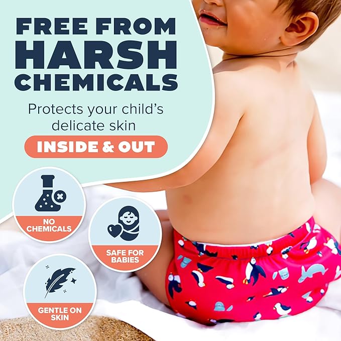 TotsBots Reusable Swim Diapers - Baby & Toddler Swimming Diapers, Adjustable Water-Friendly Swim Diaper - 2 Pack Bundle - (Size 2)