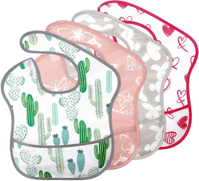 Accmor Baby Bibs for Eating, Waterproof Mess Proof Baby Toddler Bibs, Apron Smock Feeding Bibs for Girls Boys