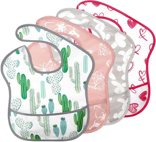 Accmor Baby Bibs for Eating, Waterproof Mess Proof Baby Toddler Bibs, Apron Smock Feeding Bibs for Girls Boys
