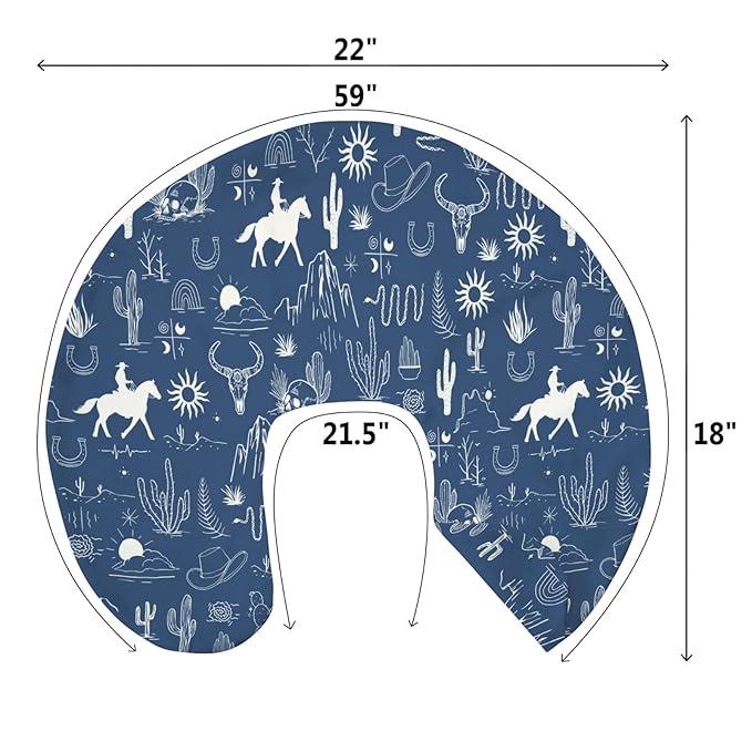 Western Cowboy Baby Nursing Pillow Covers for Boy Girl Wild West Cactus Mountain Snake Cattle Skull Sun Nursing Pillow Slipcovers for Breastfeeding Pillows Desert Adventure Soft Stretchy Cover