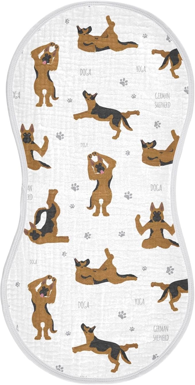 vvfelixl Burp Cloths Yoga Dogs German Shepherd for Baby Boy Girls Baby Washcloths Burp Rags 1 Pack