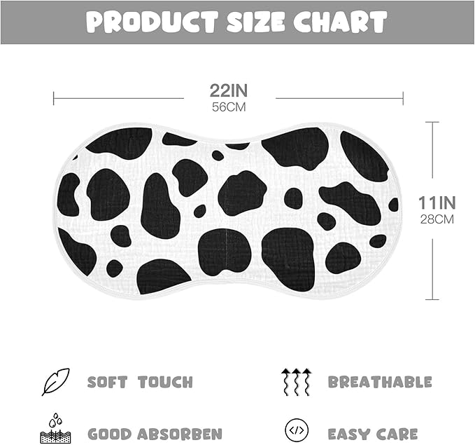 Cow Print Burp Cloths Baby Boys Girls Absorbent Soft Cotton Burping Cloths Rags, 4 Pack