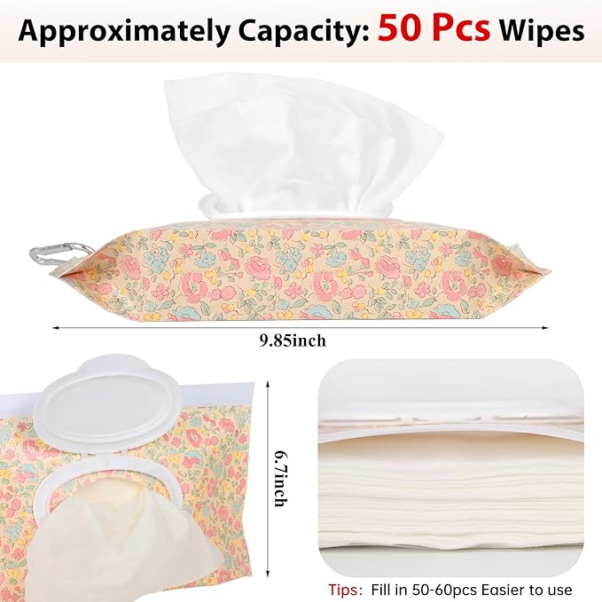 2Packs Baby Wipes Dispenser Portable Baby Wipe Holder Refillable Wet Wipes Container Reusable Travel Wipes Case, Keeps Wipes Fresh(Blue)
