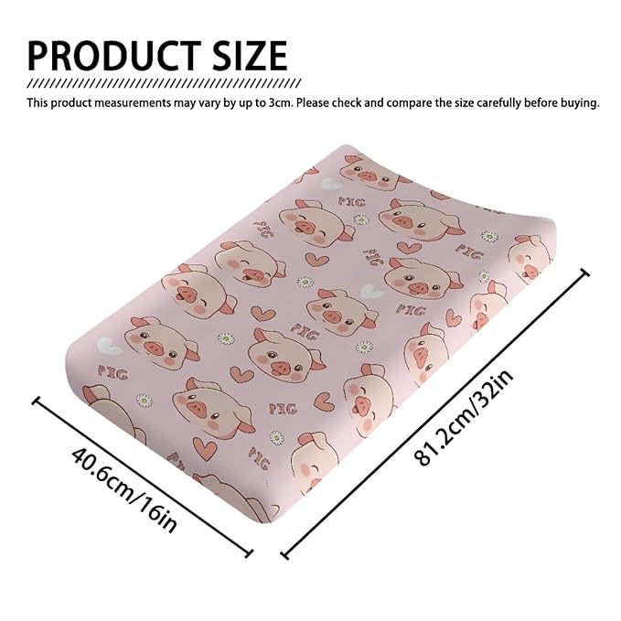 Funny Pig Baby Changing Pad Cover for Girls Boys Changing Table Cover Soft Breathable Pink Diaper Changing Pad Cover Sheets Mats Soft Breathable