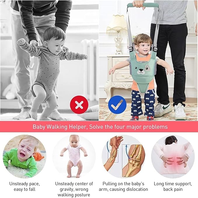 Baby Walking Harness, Handheld Kids Walker Helper, New Upgrade Breathable and Adjustable Toddler Infant Walker Harness Assistant Belt with Instructions for 7-24 Month (Yellow Breathable)