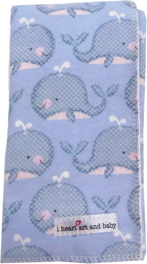 Infant Burping Cloth, Burp Cloths for Baby Boy or Girl, Soft and Absorbent - Cotton Reusable Spit Up Rags, XLarge, 1 Count (Whales)