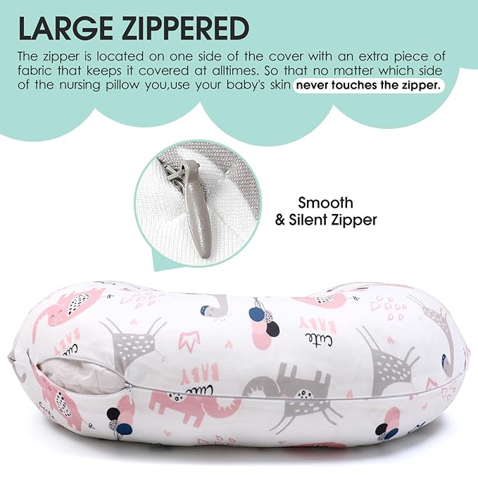 BROLEX Baby Nursing Pillow Covers: 2-Pack Soft Slipcovers for Breastfeeding Pillows - Comfortable Fabric, Fits Standard Nursing Pillows for Boys & Girls - Elephant Rabbit