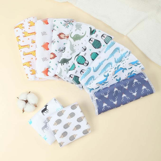 10-Pack Burp Cloths for Baby Boys and Girls - Organic Baby Burp Cloth,Baby Washcloths, Burp Rags, Large Neutral Burp Clothes for Newborn
