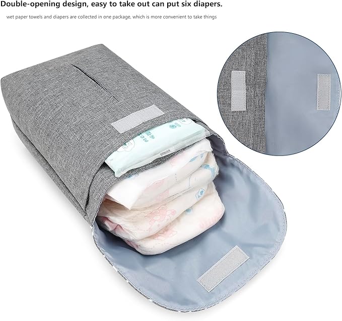 MOMIGO Wet Dry Bags for Baby Cloth Diapers - Reusable, Washable for Stroller, Diapers, Toiletries, Travel Bags, Beach, Pool, Gym Bag with Two Zippered Pockets (Geometric Grey)