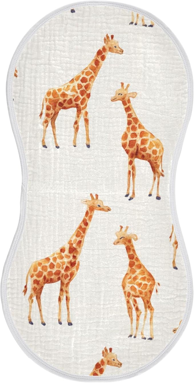 Africa Giraffe Animal Burp Cloths Baby Boys Girls Absorbent Soft Cotton Burping Cloths Rags 1 Pack