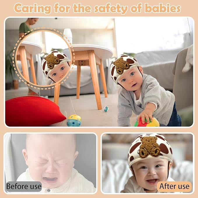 Soft Infant Safety Helmet,Baby Helmet for Crawing Walking,Baby Helmet 1-2 Years for Anti-Fall Head Protector,Adjustable
