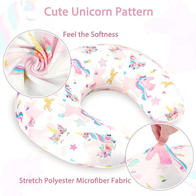 Pea Pod Nursing Pillow Cover Soft & Stretchy Removable Slipcover for Breastfeeding Pillows, Comfortable Nursing Pillow Case for Newborn, Snug Fit, Washable Feeding Pillow Slipcovers in Cute Unicorn