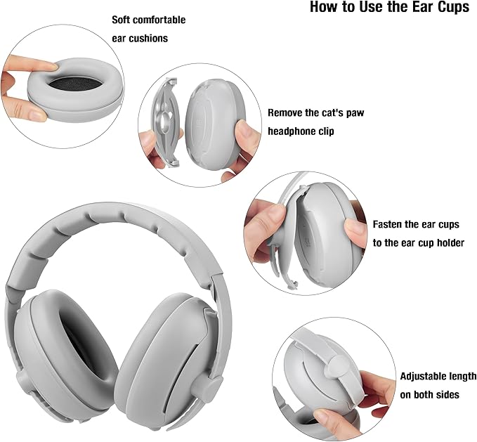 PandaEar Baby Ear Muffs, 2-in-1 Baby Ear Protection Noise Cancelling Headphones Ages 0-3 Years, Infant Hearing Protection