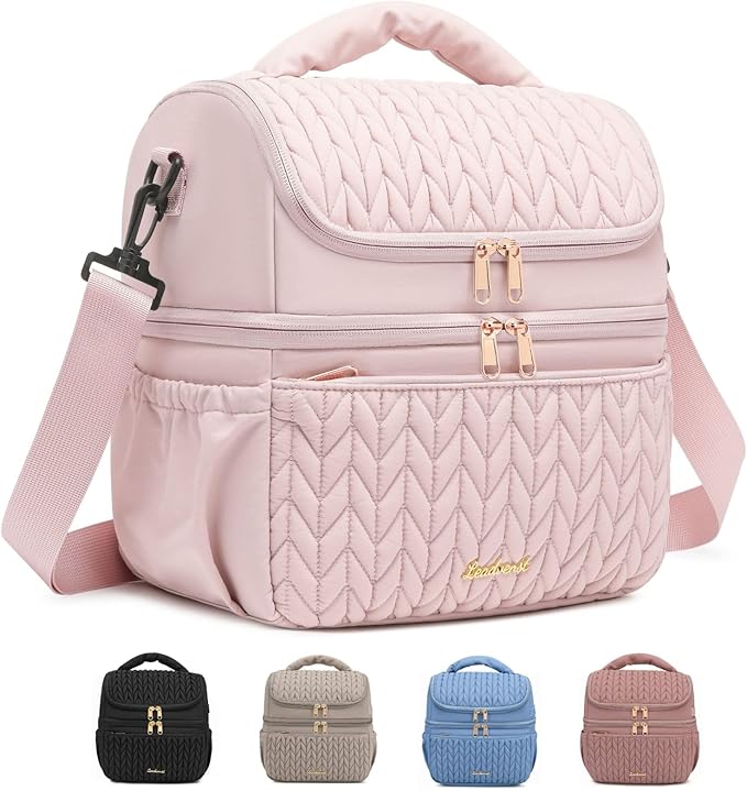 Breastmilk Cooler Bag - Large Capacity 12L & 10-Hour Insulated Bottle Cooler Bag with Detachable Divider for Tall Baby Bottles | Dual Deck Lunch Box for Women | Breast Pump Bags for Work