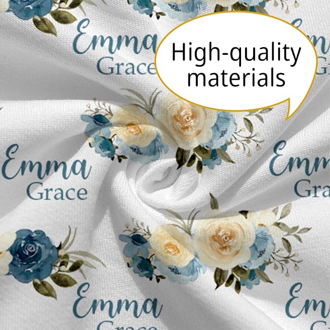 Customizable Flowers Baby Nursing Pillow Cover - Add Your Baby's Name, Ultra-Soft Stretch Fabric, Fits Standard Nursing Pillows, Ideal for Baby Showers Style 15
