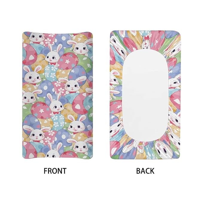 Easter Egg Rabbit Changing Pad Cover Infant Newborn Changing Table Covers Diaper Soft Breathable Table Change Mat Sheet Cover