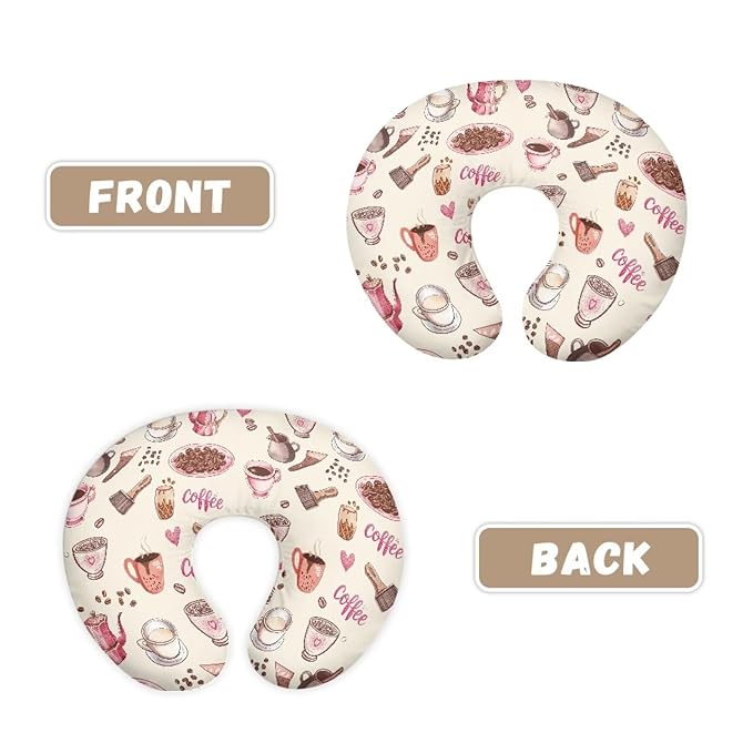 Baby Nursing Pillow Cover Coffee Snack Breastfeeding Pillow Cover Boys Girls, Nursing Pillow Case for Newborn Nursing Pillow Slipcovers for Breastfeeding Moms