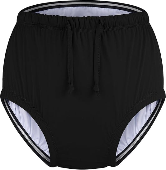 Special Needs Reusable Swim Diaper – Waterproof & Leakproof Incontinence Swimwear for Toddler, Youth & Adult, Unisex Cloth Diaper Cover (Black, 3XL)