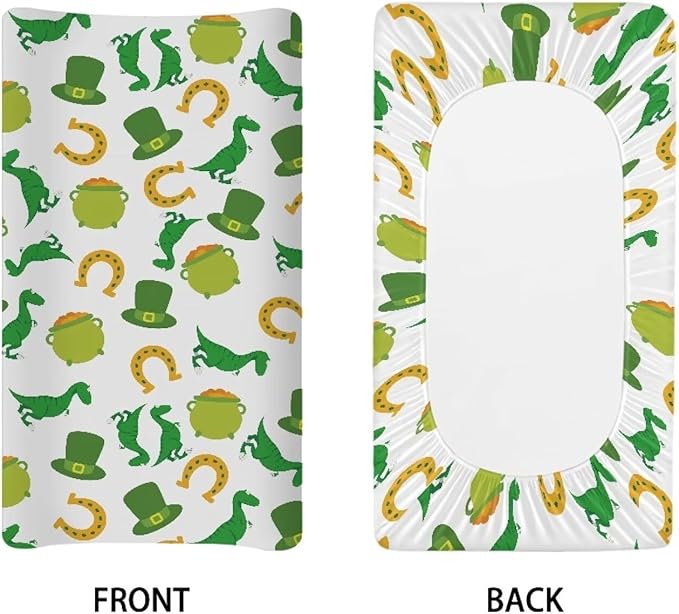 Dinosaur Hat Lucky Changing Pad Cover Waterproof Cozy Table Sheets St. Patrick's Day Universal Nursery Pad Change Cover Stretchy Breathable Cradle Sheets