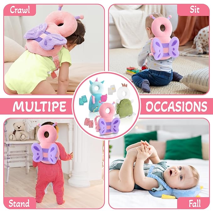 Baby Walker Head Protector – Adjustable Baby Head Protector Backpack, Baby Backpack Head Protection Pillow and Anti-Fall Safety Gear with Cute Design, for Crawling Babies, Walking, and Playing