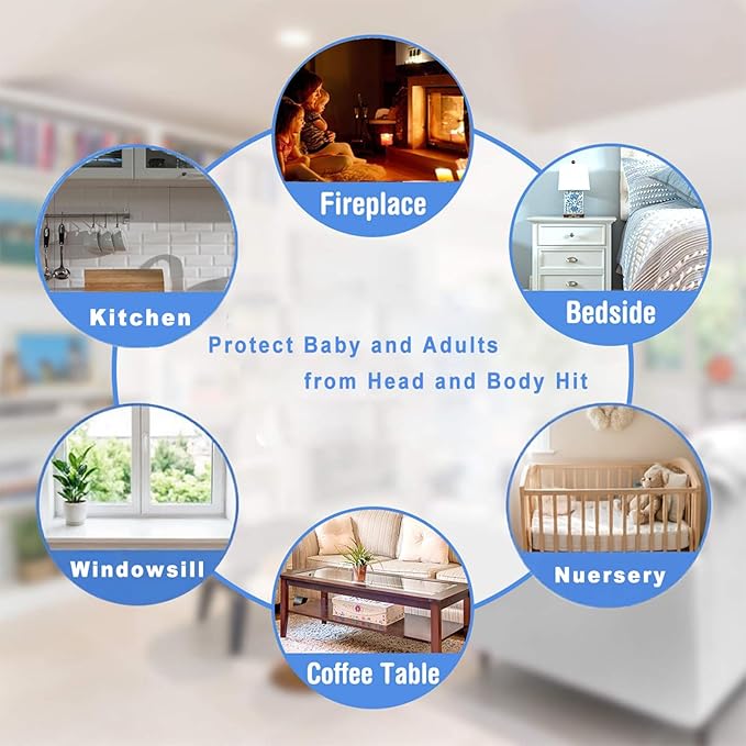 Edge Protector 100% Silicone, Baby Proofing Clear Table Corners Guards, Pre-Taped Adhesive Soft for Kids Proof Safety, Wall Furniture Bumper