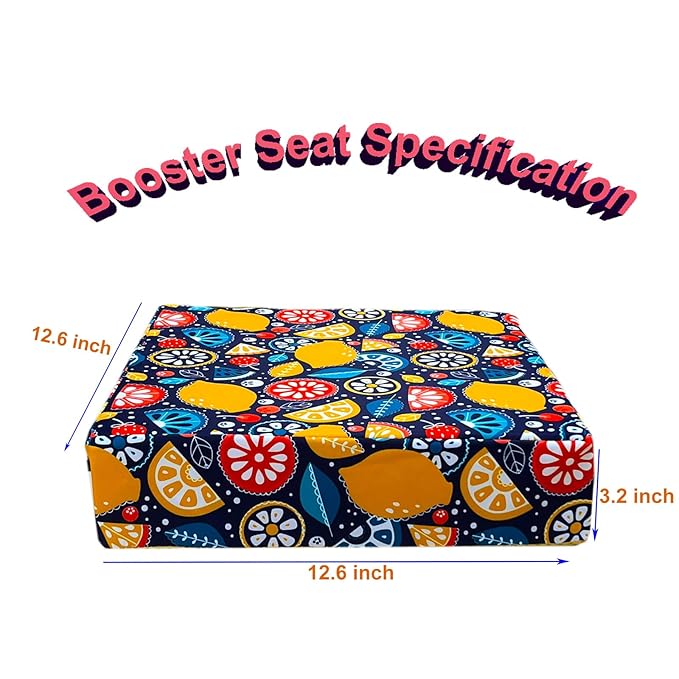 Toddler Booster Seats for Kitchen Chair with Double Safer Straps Non-Slip Bottom for Kids, Portable Travel High Density Sponge Detachable Cushion for Boys Girls (Fruit)