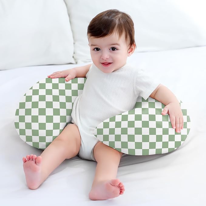 Susurration 2 Pack Nursing Pillow Cover,Ultra Soft and Stretchy Compatible with Boppy Breastfeeding Pillow,Comfortable and Skin-Friendly Slipcovers for Newborn Boys & Girls(Green Plaid)