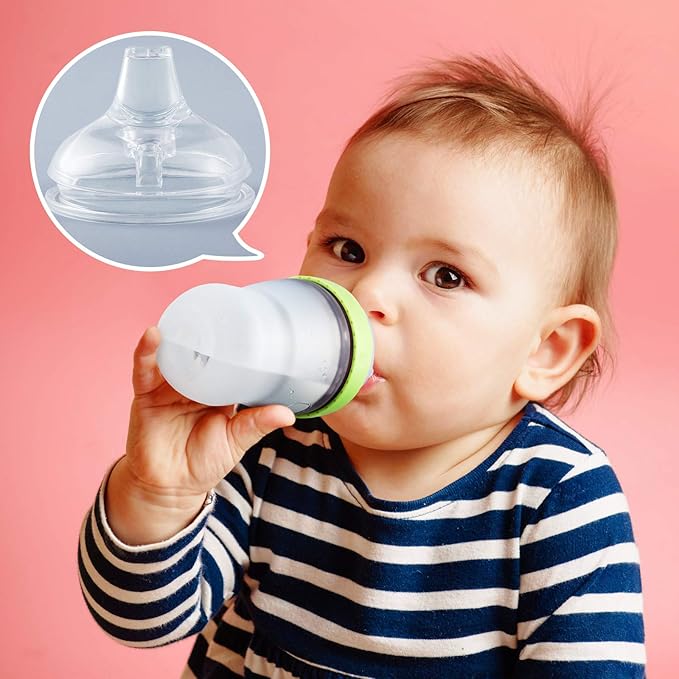 Nuanchu 4 Pieces Sippy Spout Nipples Compatible with Comotomo Baby Bottles, Duckbill Cross Silicone Replacement Fast Flow Nipples Sippy Cup Variable Flow Conversion
