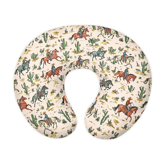 Western Cow Boy Horse Nursing Pillow Cover for Baby Girl Boy Removable Covers for Breastfeeding Pillows Stretchy Breast Feeding Pillowcases for Moms Gifts Nursing Covers