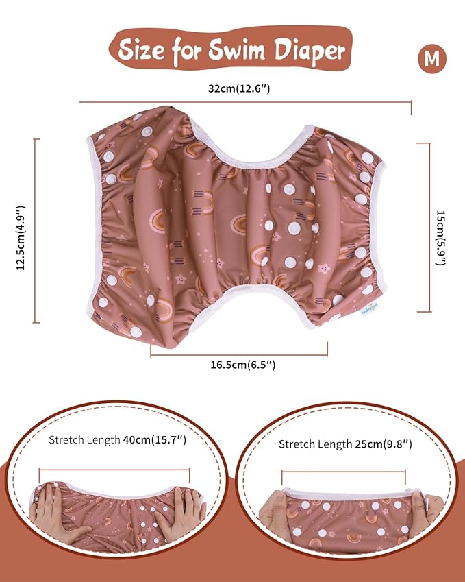 Babygoal Swim Diapers 3 Pack for 0-8M Newborn and Baby, Reusable Adjustable Washable for Swimming Lessons
