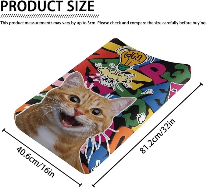 Cat Changing Pad Cover Waterproof Sheet Crib Mat Breathable Lightweight Diaper Changing Cover Comfy Cozy Changing Table Cover Infant/Toddler