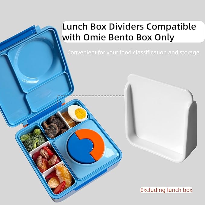 3 Pack Lunch Box Dividers Compatible with Omie Bento Box, Reusable Insert Dividers to organizing Food and Snacks (White)