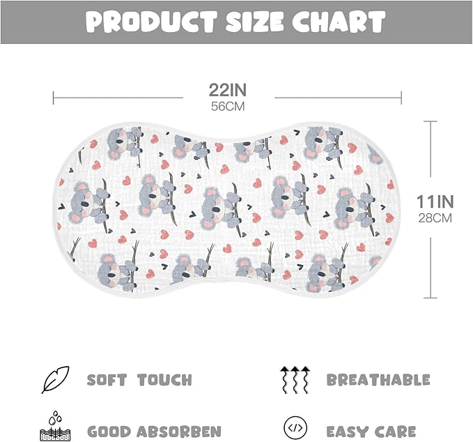 vvfelixl Cute Koala Bear on Trunk Burp Cloths for Baby Boy Girls Baby Washcloths Burp Rags 1 Pack