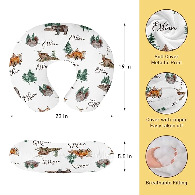 Dyoart Custom Baby Nursing Pillow Cover for Nursing, Animals Theme Removable Nursing Covers for Breastfeeding Pillows, Ultra Soft Comfortable Slipcover for Newborn Baby Boy and Girl