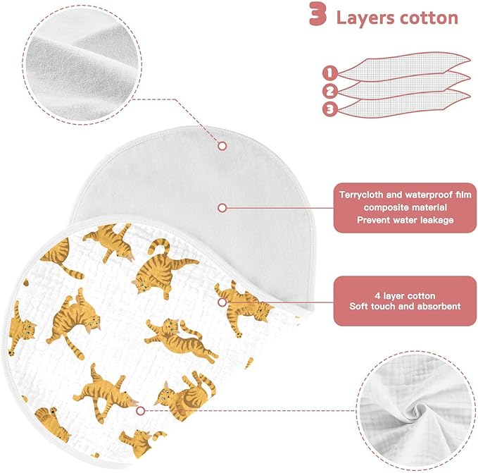 Yoga Tabby Cat Muslin Burp Cloths for Baby 1 Pack Soft 100% Cotton Super Absorbent Baby Washcloths Bibs for Boy Girl