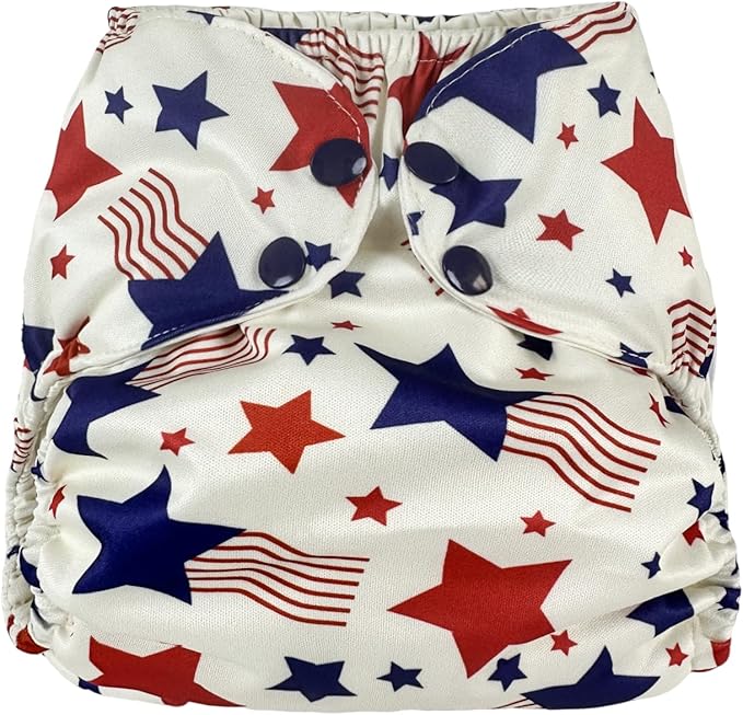 BISENKID Waterproof Cloth Diaper Cover Reusable Swim Diaper - Adjustable Outer Shell Over an Absorbent Inner Layer to Prevent Urine Blowouts - Outer Star, Size 2 (18-35lbs)
