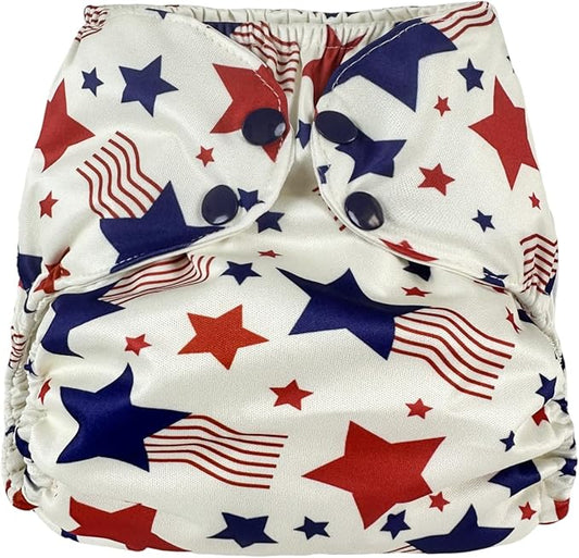 BISENKID Waterproof Cloth Diaper Cover Reusable Swim Diaper - Adjustable Outer Shell Over an Absorbent Inner Layer to Prevent Urine Blowouts - Outer Star, Size 2 (18-35lbs)