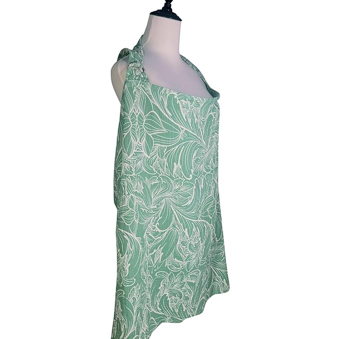 Nursing Cover for Mom Breastfeeding, Baby Privacy Nursing Covers Up Breathable Cotton with Ajustable Hoop for Mother (Muslin Green)