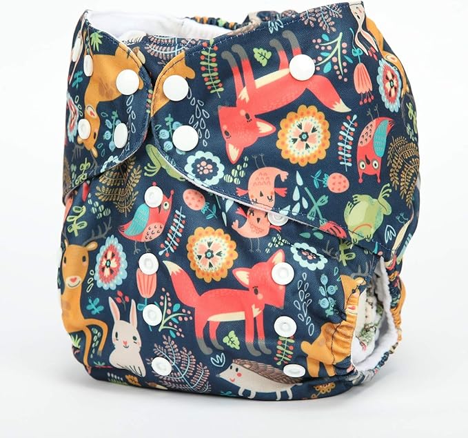 2 to 7 Years Old Junior Big Cloth Diaper Nappy Pocket Reusable Baby Kids Toddler (Fox Owl Animal)