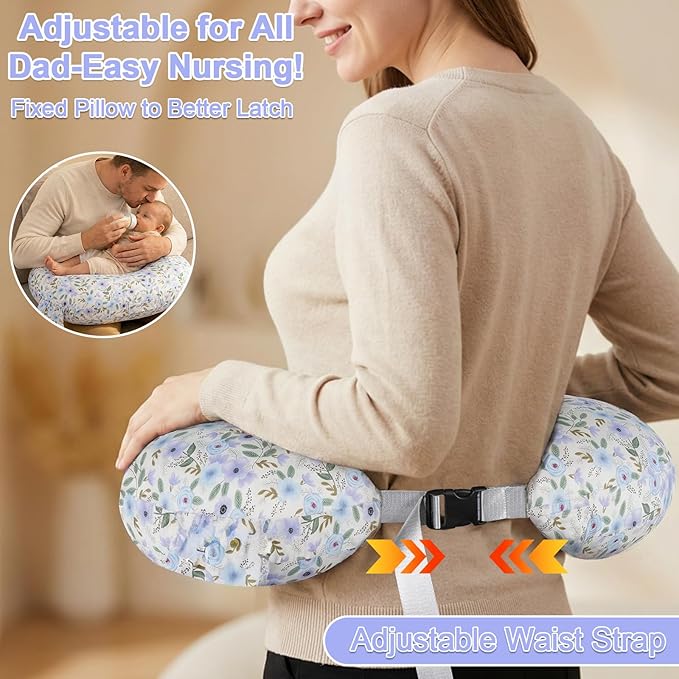 x-vesolje Plus Size Nursing Pillow Wider Support, Breastfeeding Pillow with Adjustable Strap Fit All Body Type, Ergonomic Breast Feeding Pillow, Baby Feeding Pillow for Mom- Max Size/Leaves