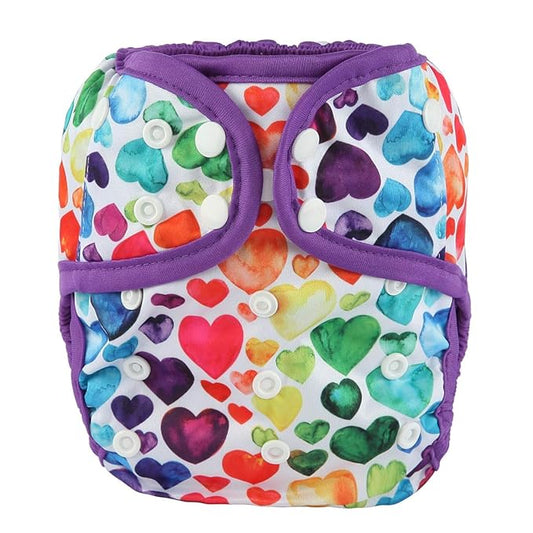 Baby Diaper Cover Nappy One Size 10lbs to 36lbs for Girls (Rainbow Hearts)